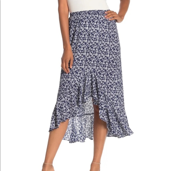 Floral Print Ruffle Hem Maxi Skirt - Picture 2 of 6